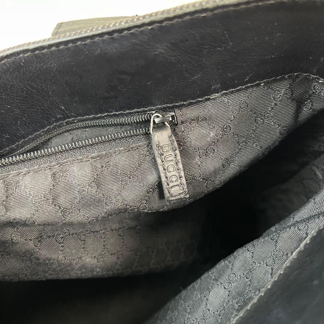 美品✨GUCCI グッチ シェリーライン デニム×レザー トートバッグ 黒