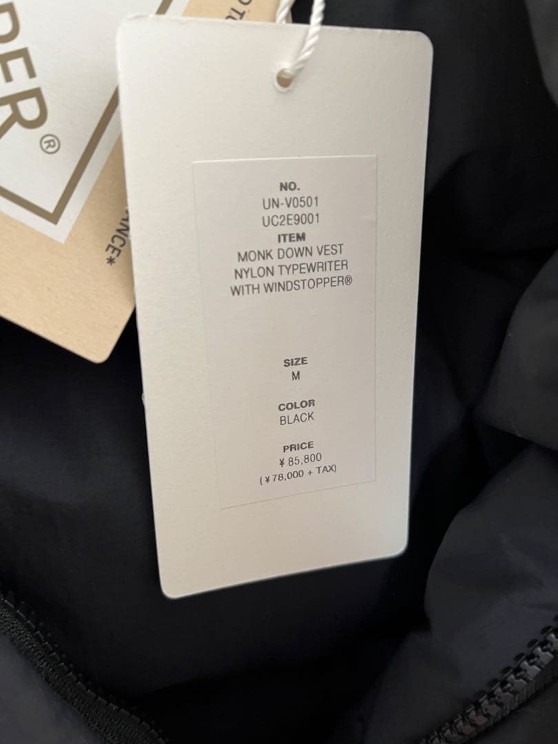 25AW MONK DOWN VEST OZISMブラック サイズM