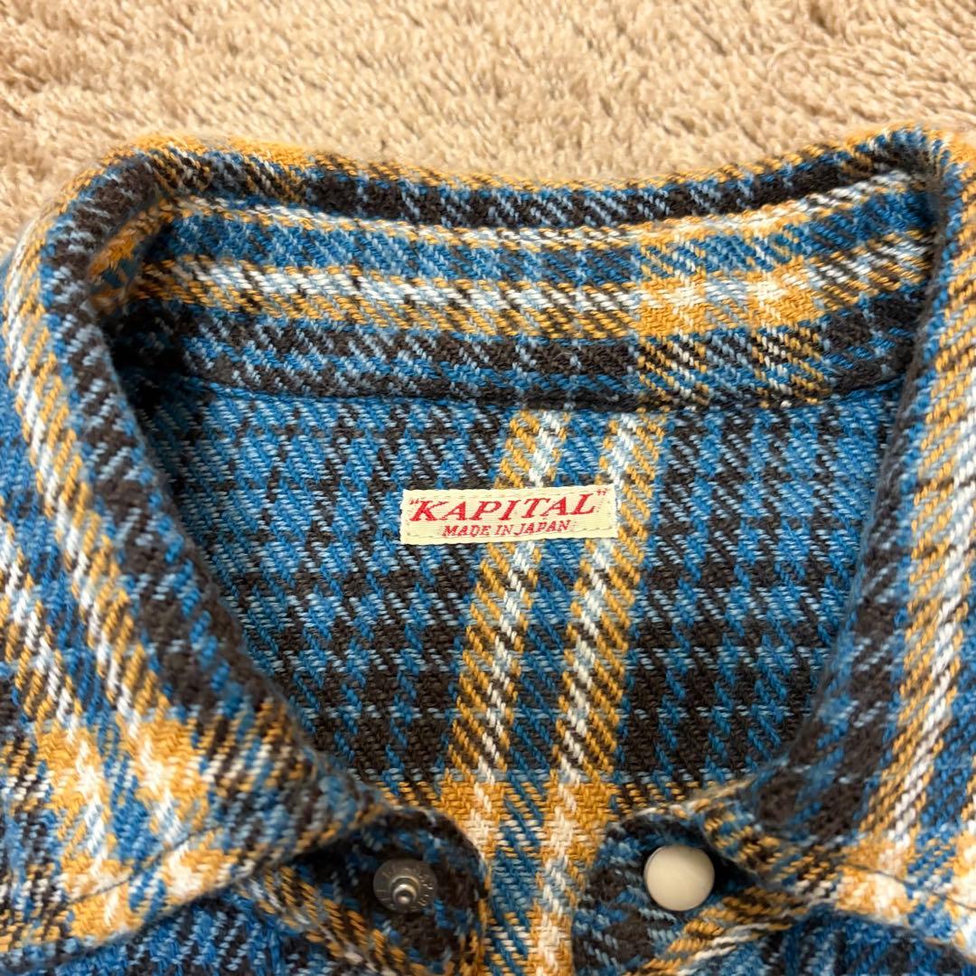 希少 KAPITAL キャピタル 掛け違いウエスタンシャツ ネル チェック柄 L