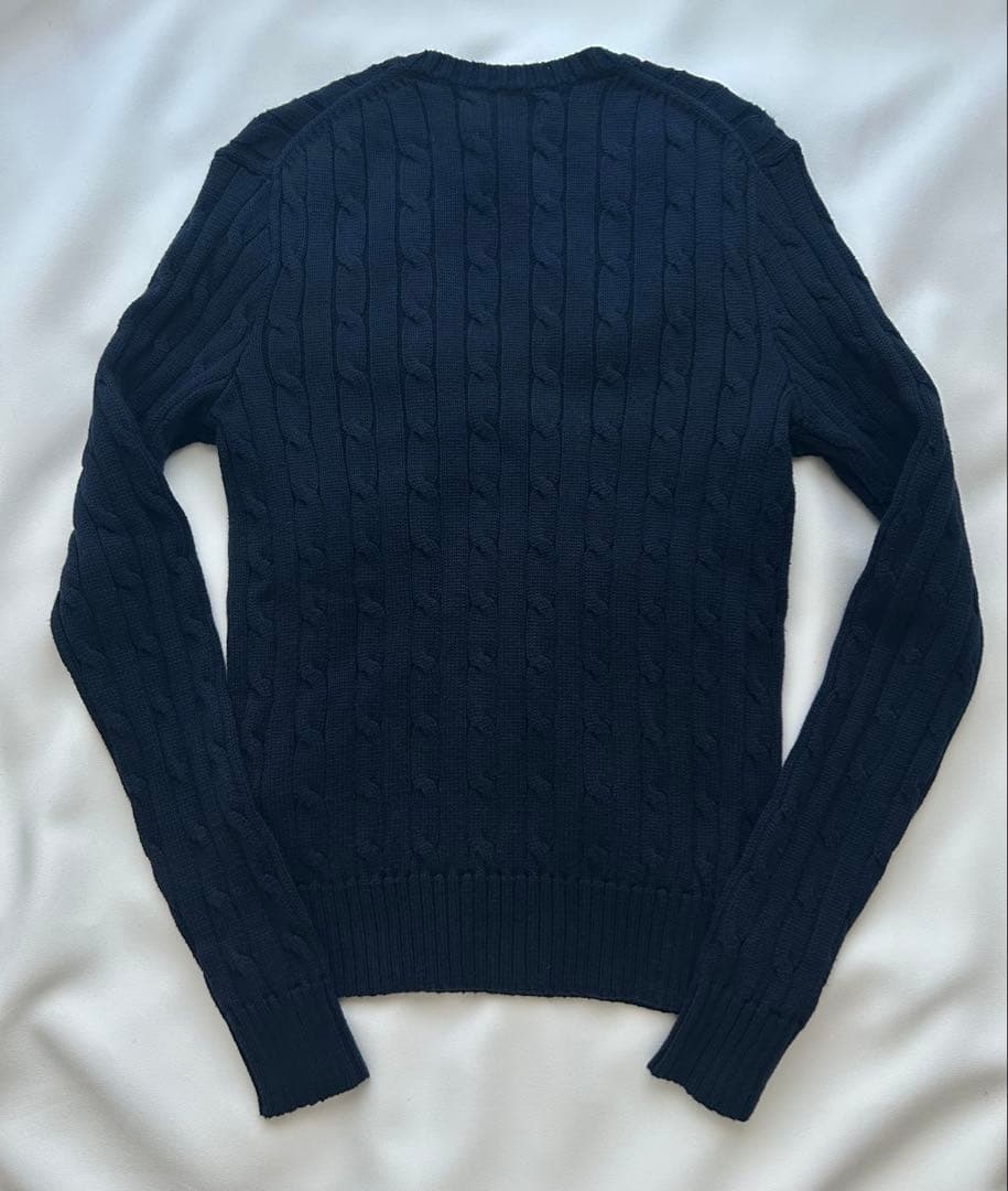 【極美品】ポロラルフローレン コットン　ケーブルニット　ポニー刺繍　ネイビー
