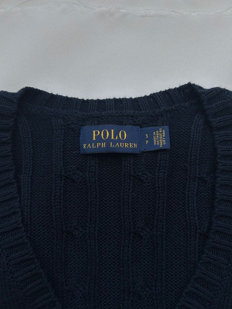 【極美品】ポロラルフローレン コットン　ケーブルニット　ポニー刺繍　ネイビー