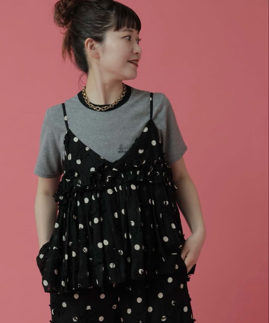 きょうこ様　クリンクルクリンクル　3D embroidery dot キャミ