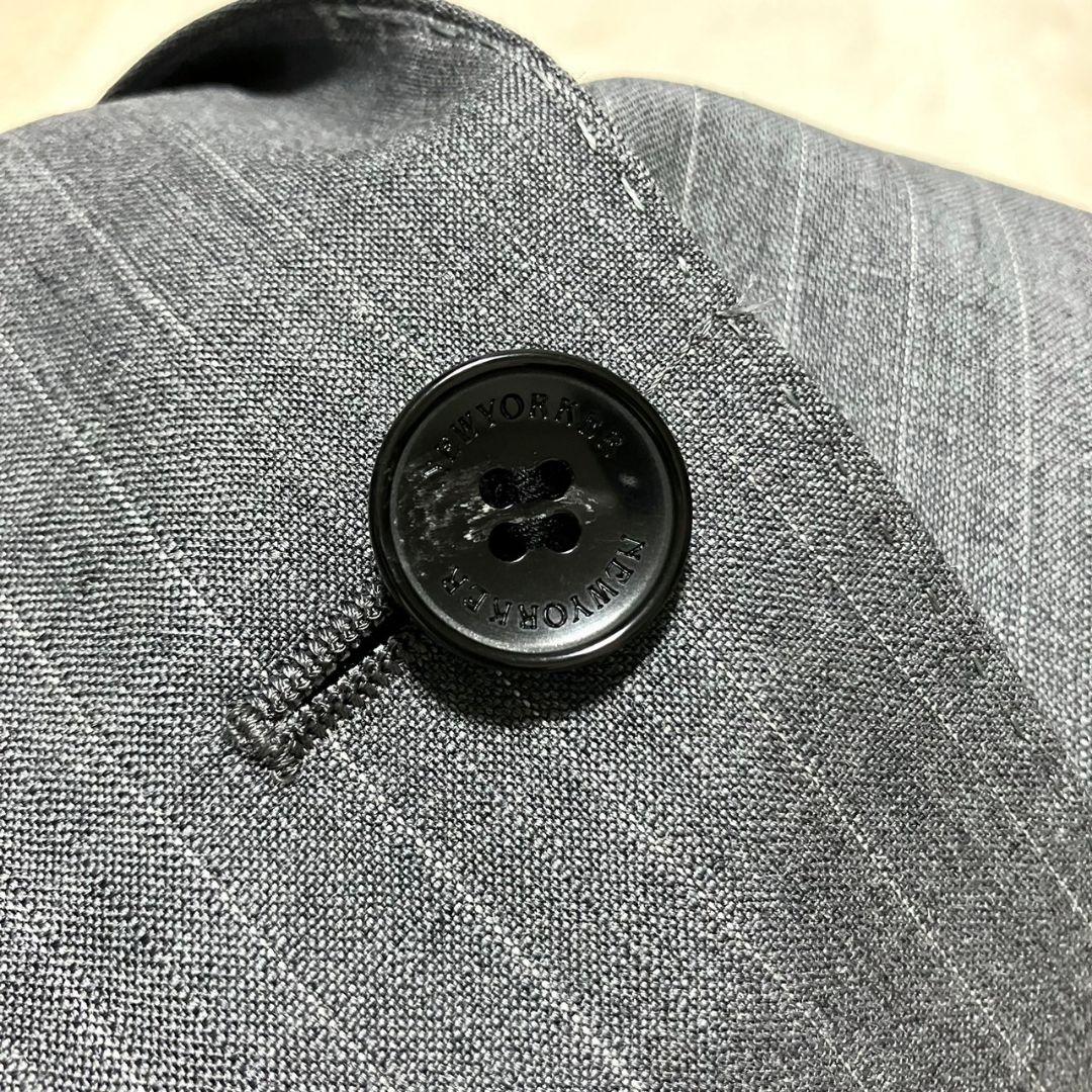 ★極美品★NEWYORKER パンツスーツセットアップ ストライプ モヘヤ 7号