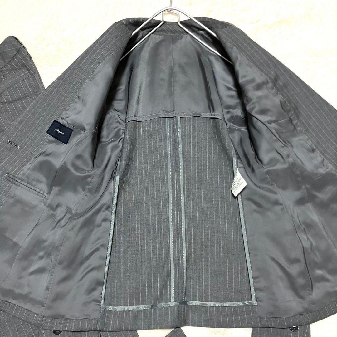 ★極美品★NEWYORKER パンツスーツセットアップ ストライプ モヘヤ 7号