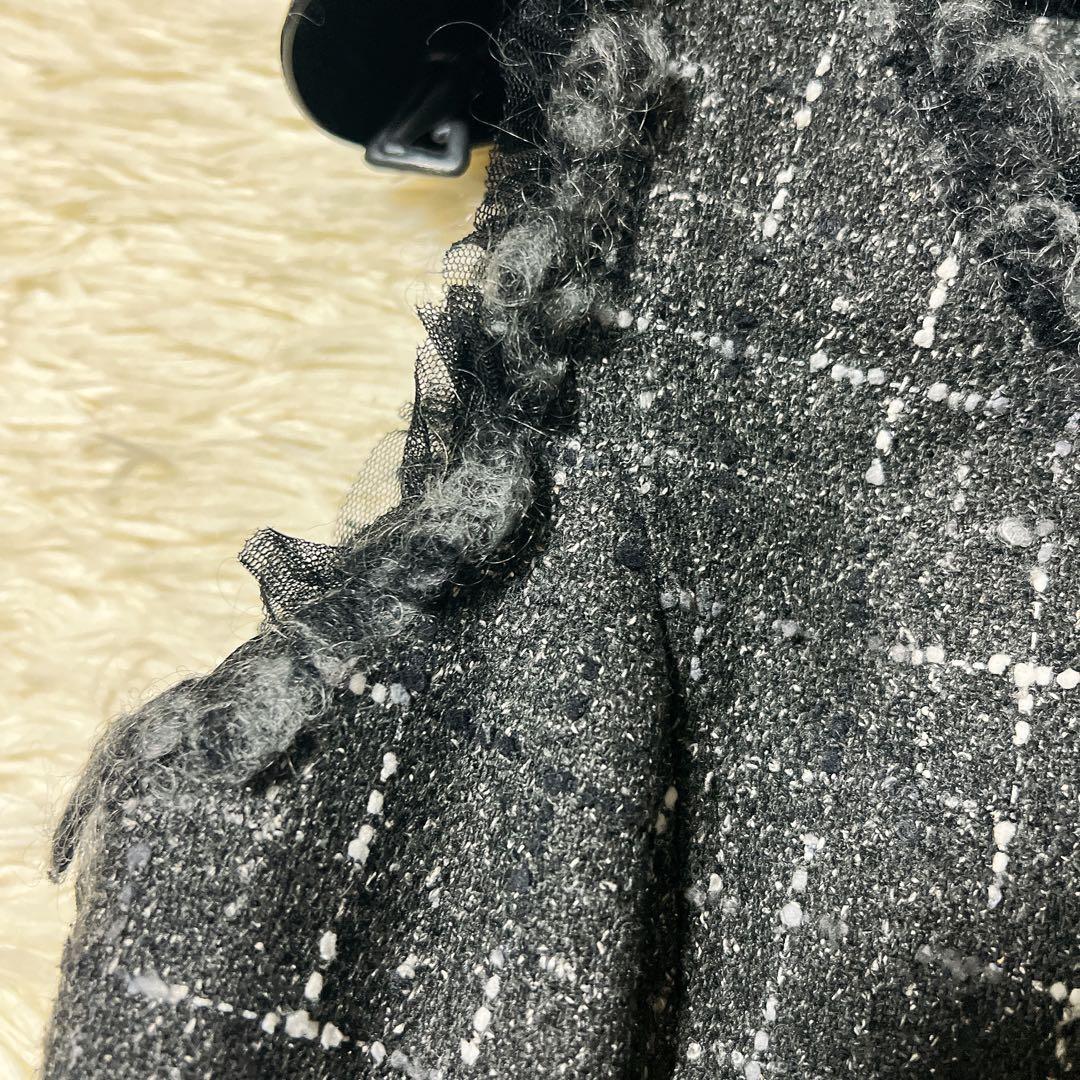 Rene ルネ　ツイード　チェック　ワンピース　ロゴ　チャック　ジップアップ