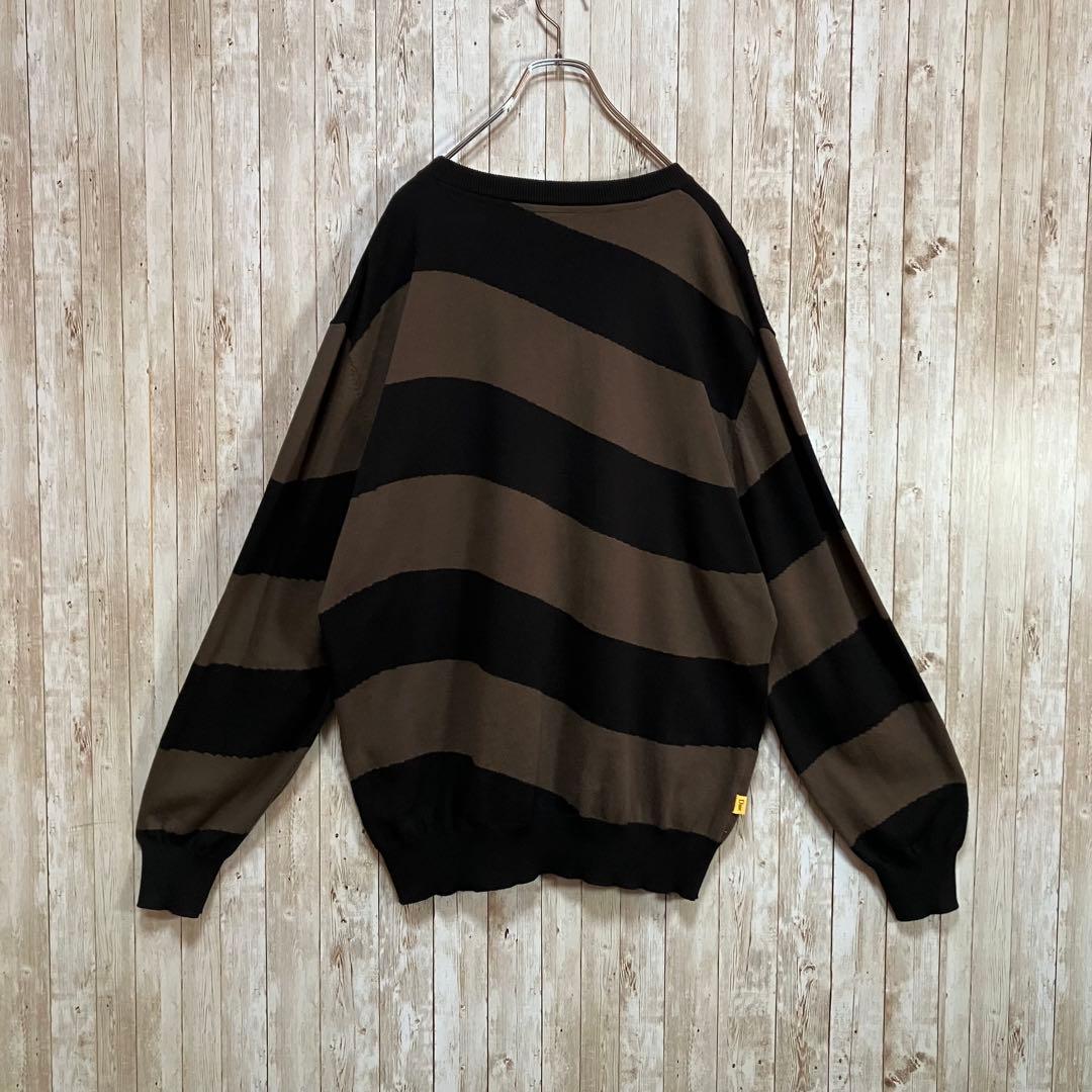 638 Dime ダイム　ウェーブストライプニットセーター　刺繍ロゴ　L