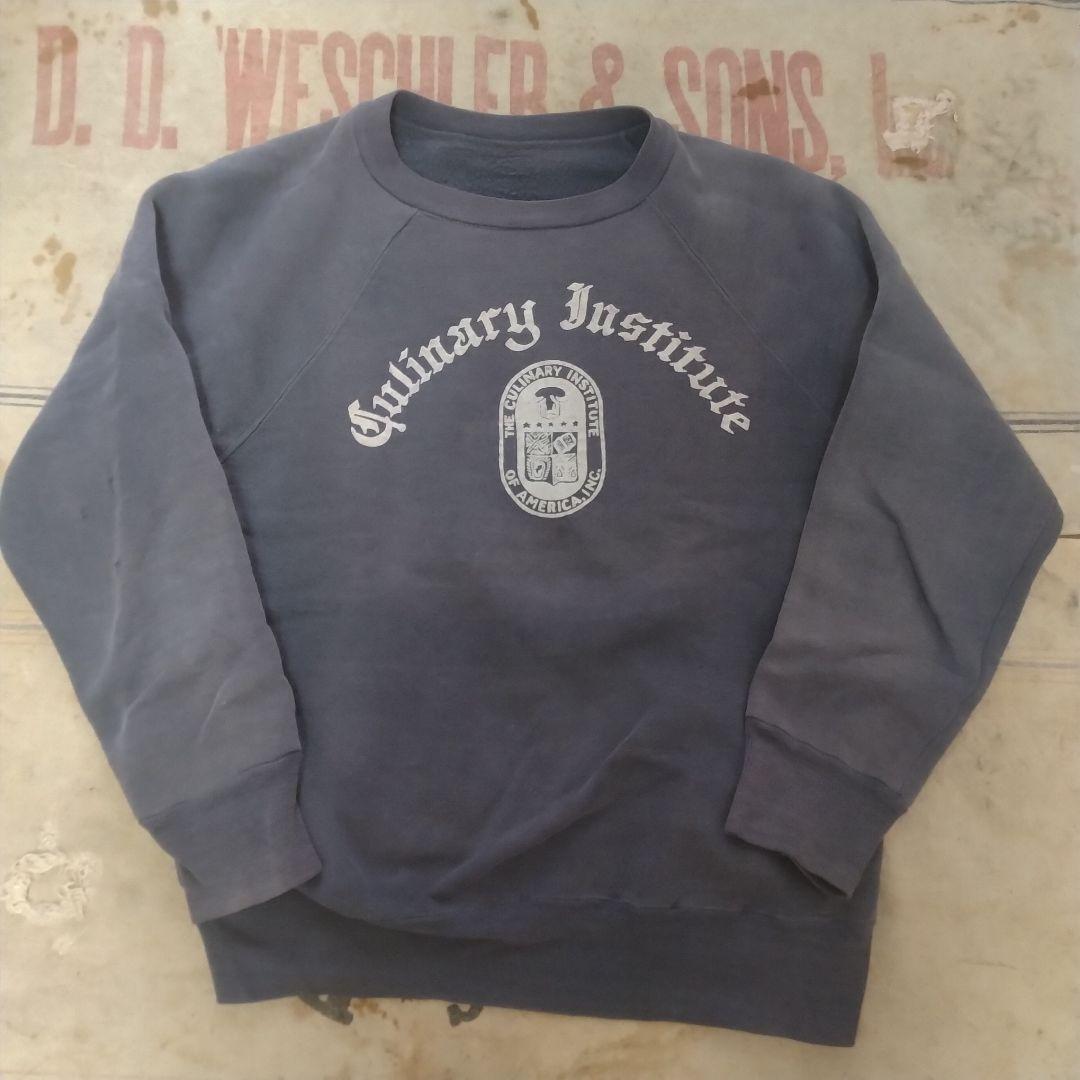 50s 60s VINTAGE スウェット　カレッジ　フェード　ナス紺