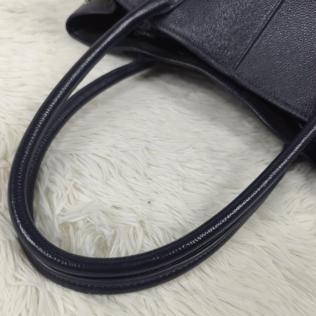 ✨極美品✨ ユナイテッドアローズ トートバッグ レザー シボ 紺 肩掛け A4可