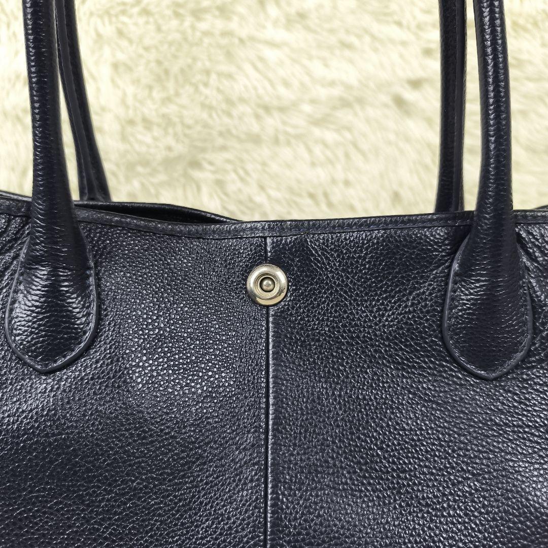 ✨極美品✨ ユナイテッドアローズ トートバッグ レザー シボ 紺 肩掛け A4可