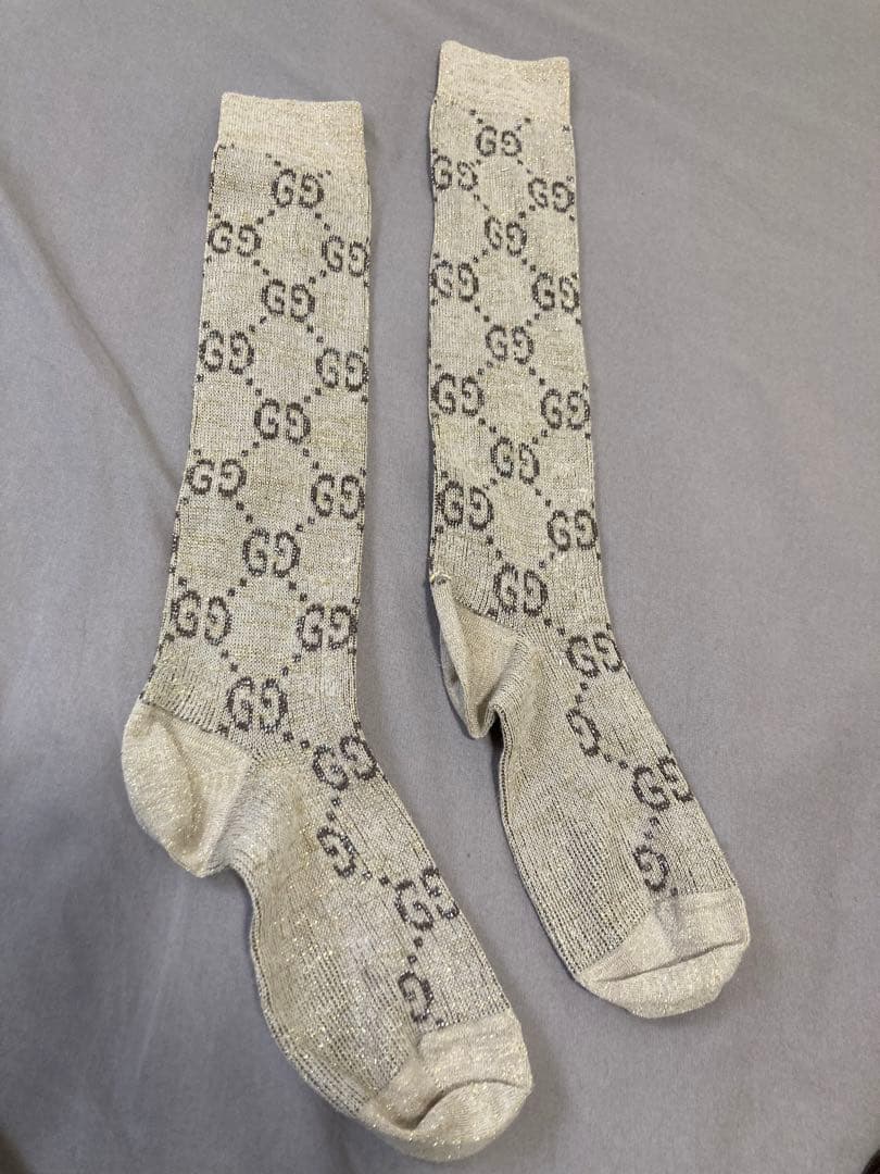 GUCCI グッチ　ソックス　靴下　ベージュ　レディース　GG柄
