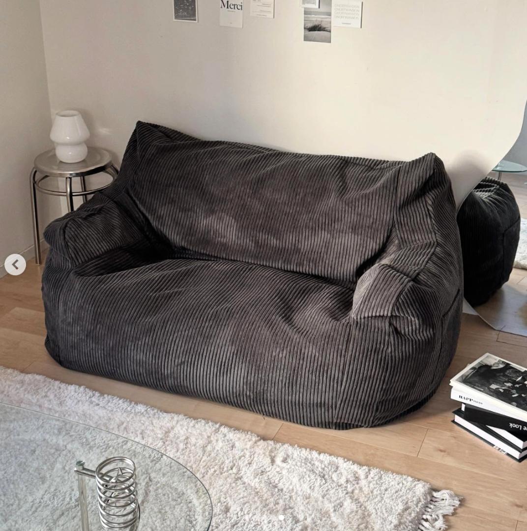 LOOSY 2人掛けビーズソファ チャコール