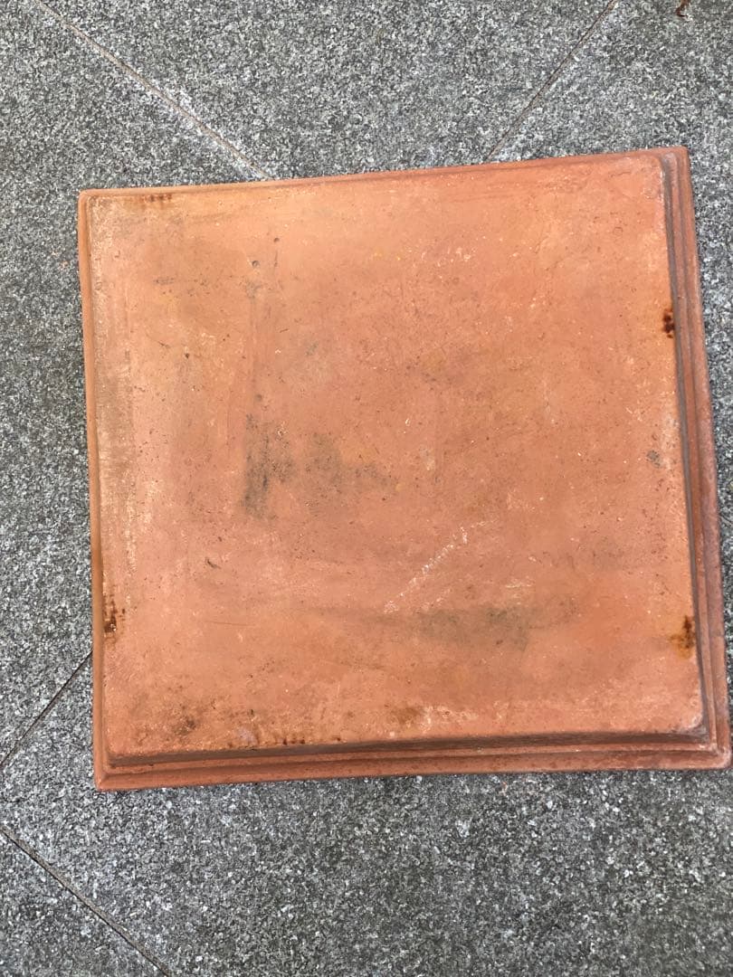 テラコッタ 角大型植木鉢　受け皿付き