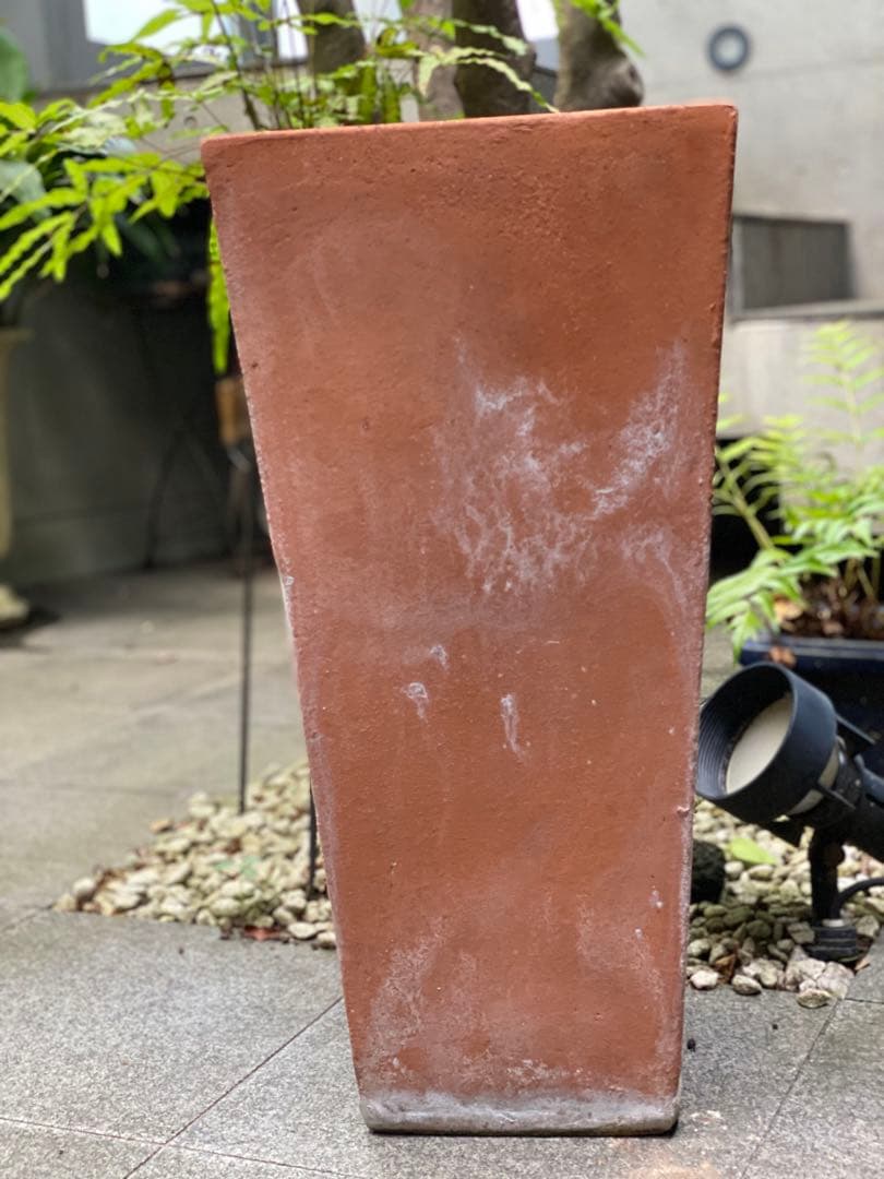 テラコッタ 角大型植木鉢　受け皿付き