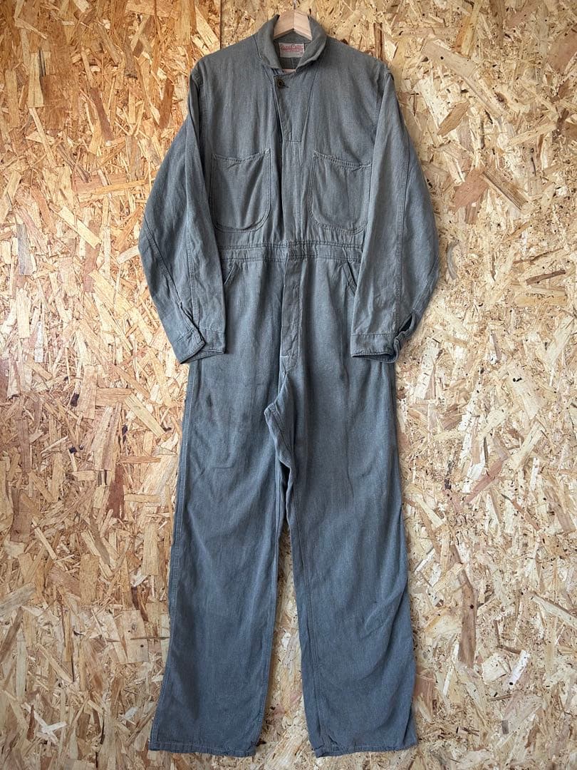 40s ブラックコバート オールインワン 黒シャン ツナギ 月桂樹ボタン