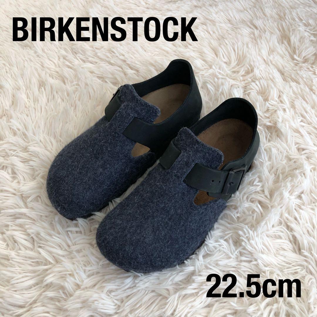 ビルケンシュトックサンダルロンドンウールフェルト×レザーネイビー35
