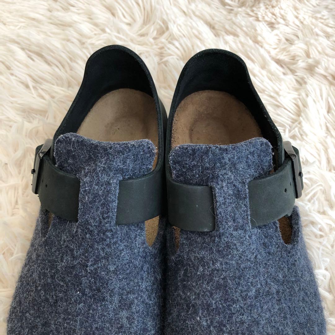 ビルケンシュトックサンダルロンドンウールフェルト×レザーネイビー35