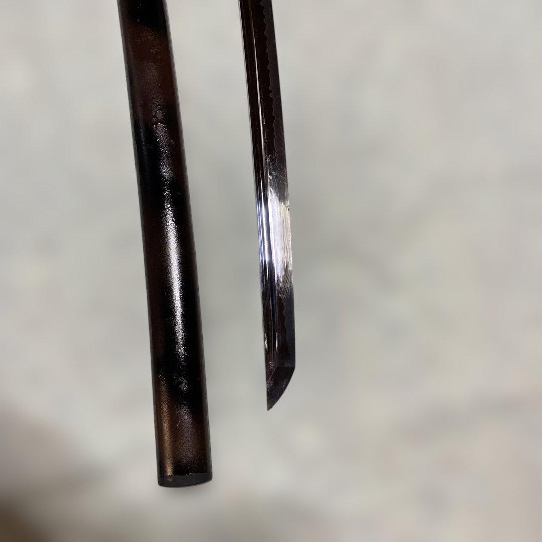 居合刀 濃緑柄 龍彫透し丸鍔 黒茶斑尾鞘