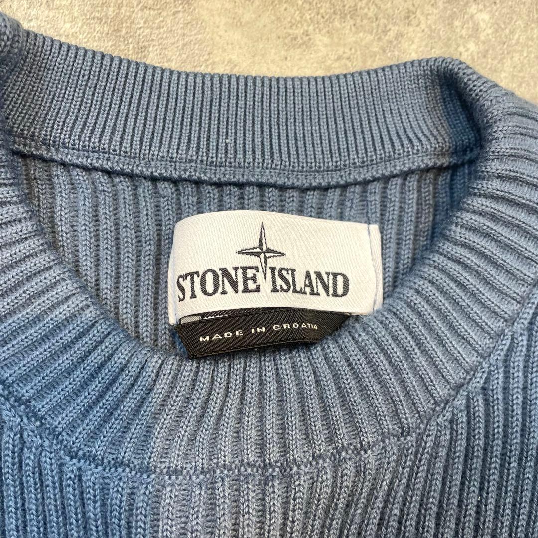 STONE  ストーンアイランド リブニットセーターブルー メンズ