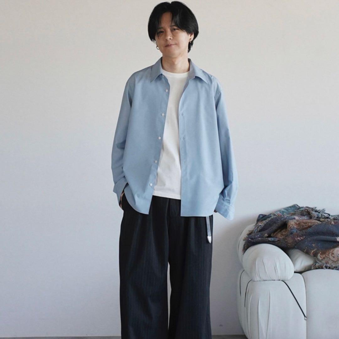 【新品・未使用】 MICRO SPAN BASIC SHIRT サックスブルーL