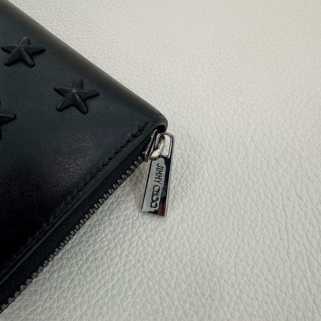 JIMMY CHOO 財布 スタッズ ブラック ラウンドファスナー