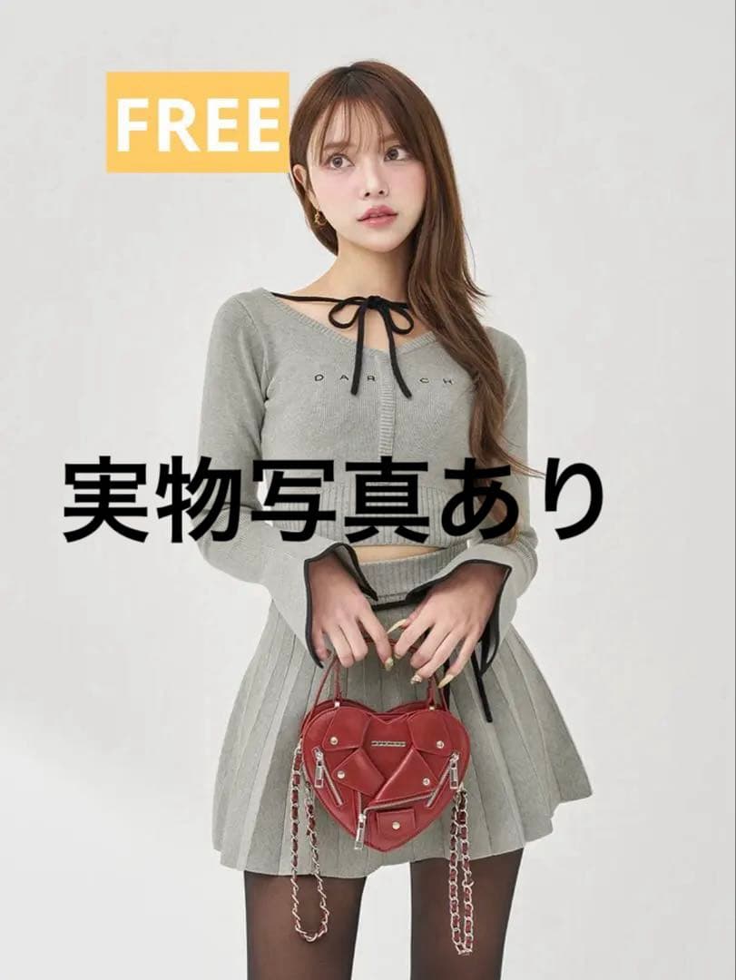 Darich ウエストオープンリボンデザインニットミニワンピース FREE