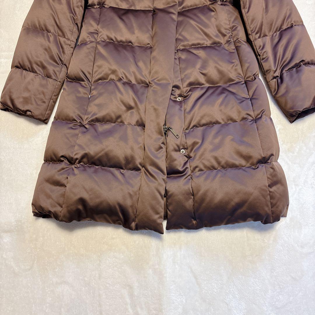 バーバリーロンドン ダークブラウン ロングダウンコート シャドーチェック 9号