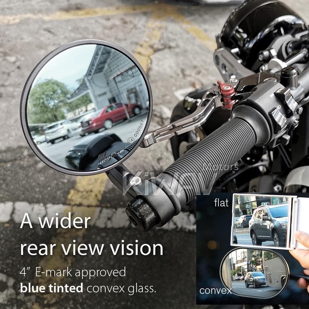 KiWAV ヤマハ車用 バーエンドミラー (ボブ) 黒 16mmネジ式