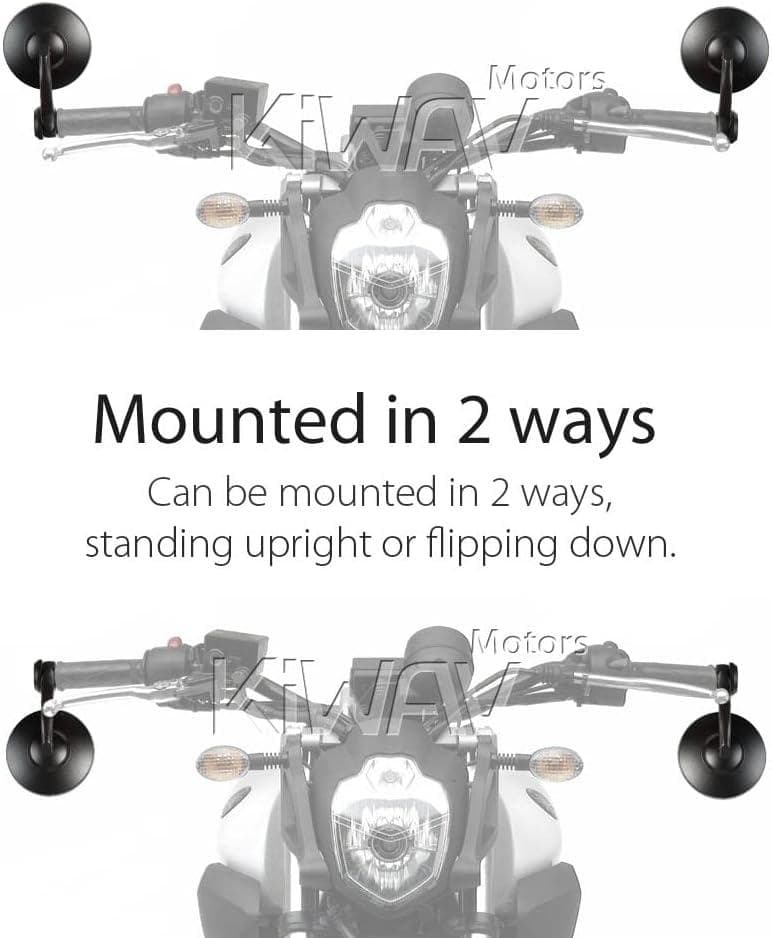 KiWAV ヤマハ車用 バーエンドミラー (ボブ) 黒 16mmネジ式