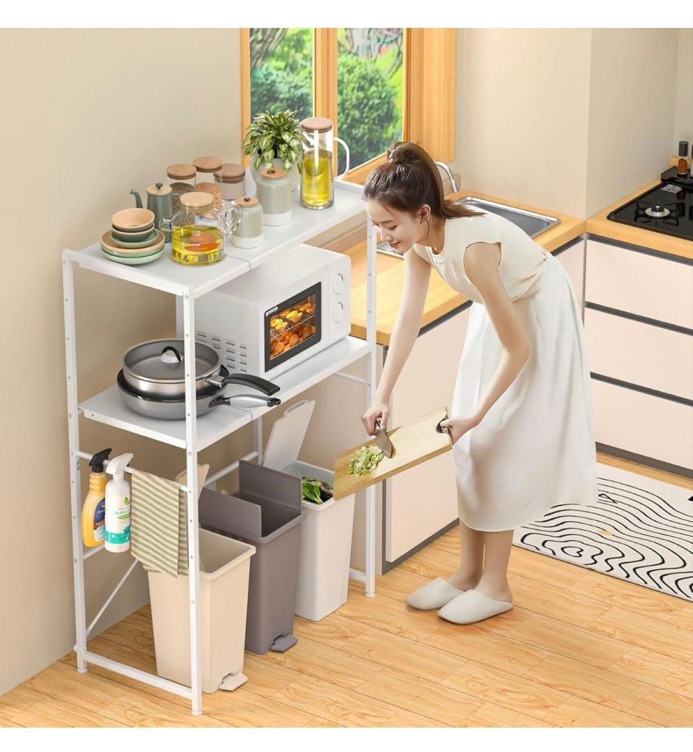 ✨ゴミ箱上ラック✨高さ125cm 耐荷重50Kg レンジ台 キッチン 棚 8段階