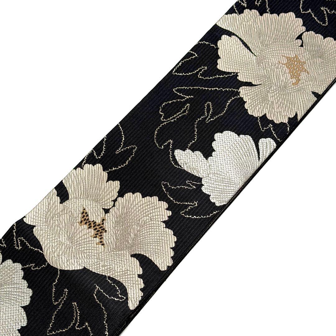 半幅帯　博多織　リバーシブル　博多小袋帯　牡丹柄　6697