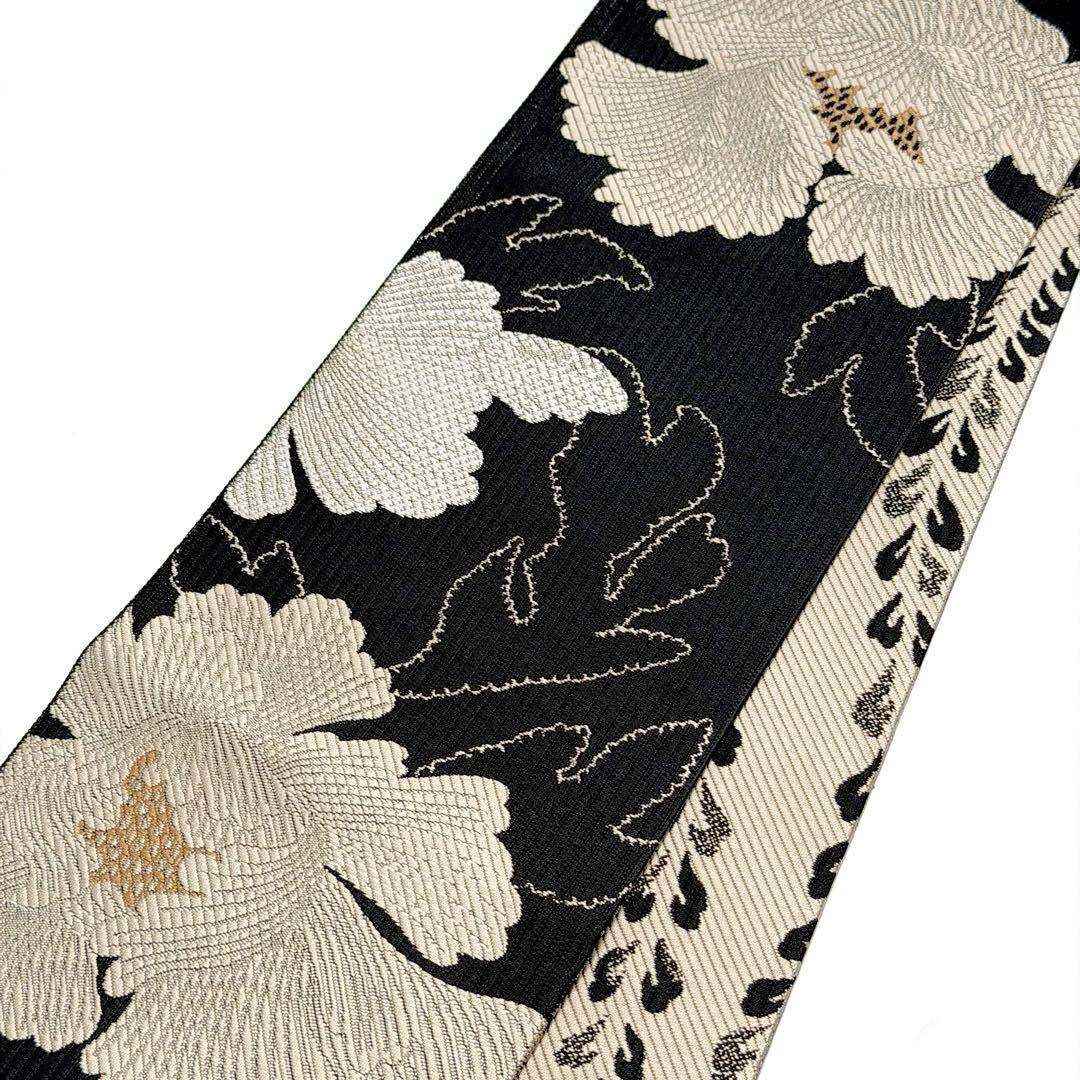 半幅帯　博多織　リバーシブル　博多小袋帯　牡丹柄　6697
