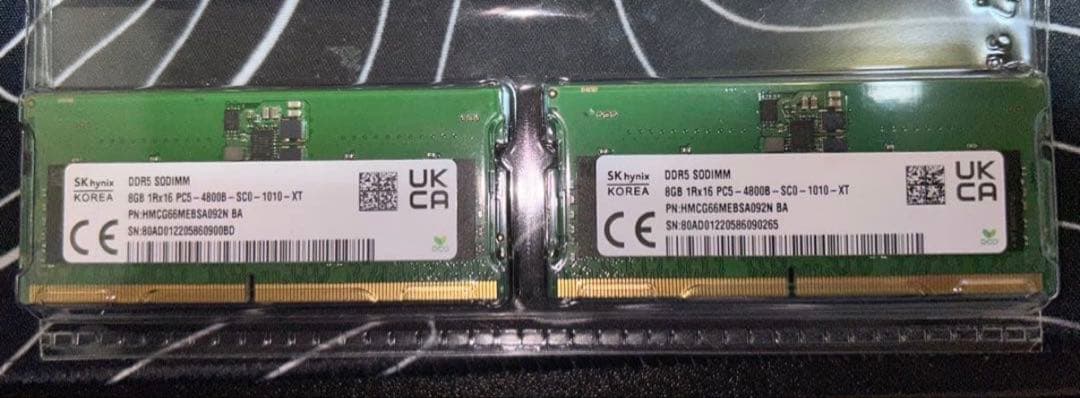 SKhynix DDR5 SODIMM 8GB×2枚 16GB PC5-4800