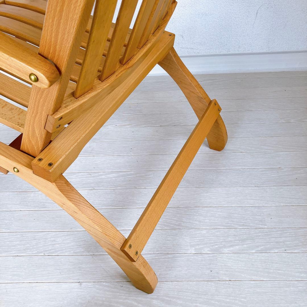無垢材 デッキチェア 真鍮 接合 高級 アウトドア ガーデン サウナ 折り畳み