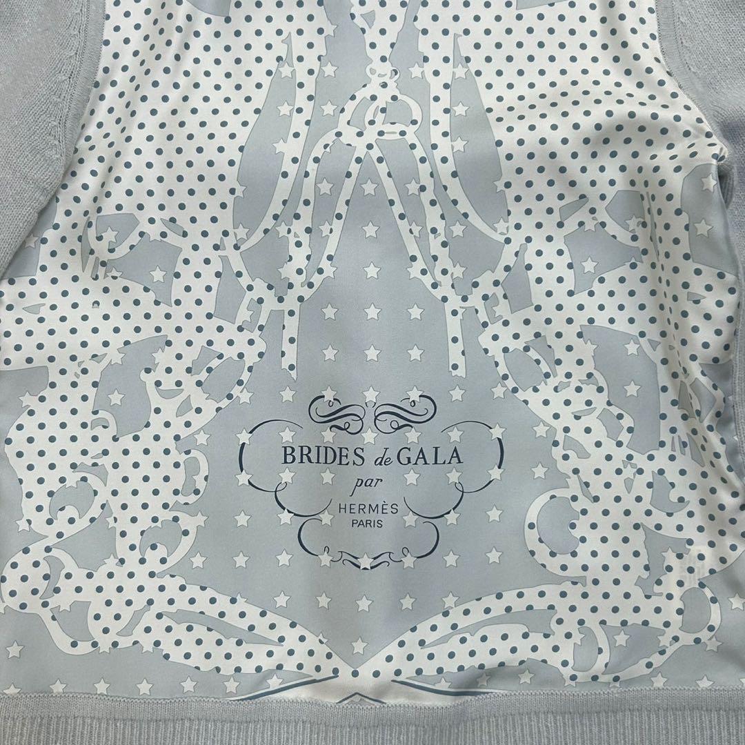 5687【美品】エルメス☆シルク切替セーター BRIDES de GALA