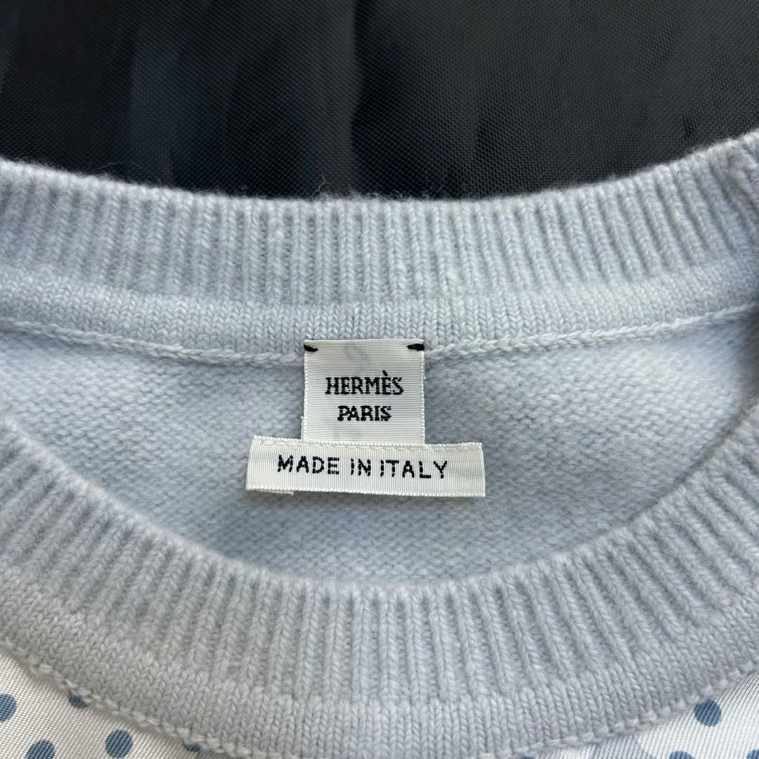 5687【美品】エルメス☆シルク切替セーター BRIDES de GALA
