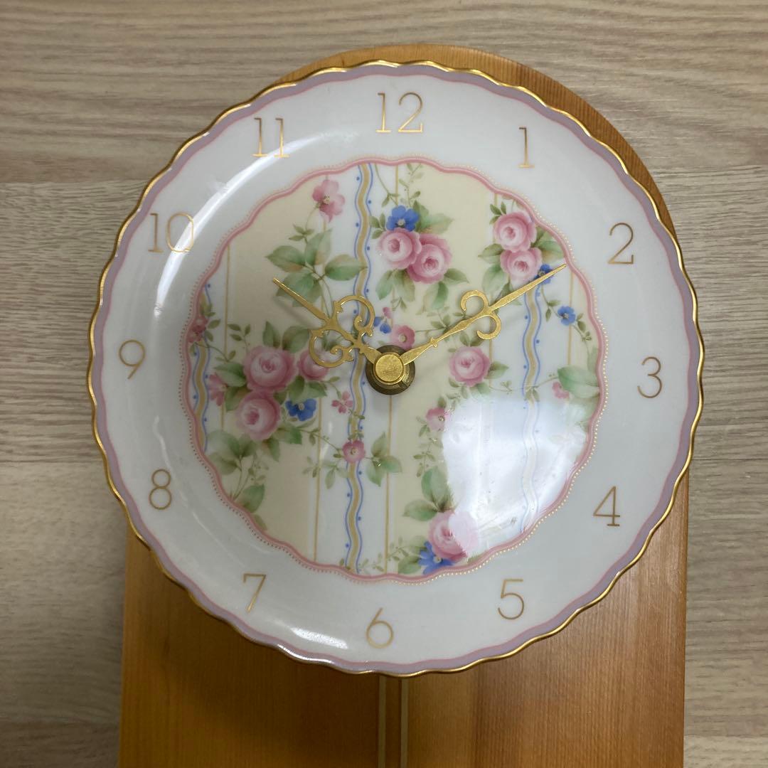【レア】極美品　ノリタケ　Noritake 振り子時計　置き時計　ローズ柄