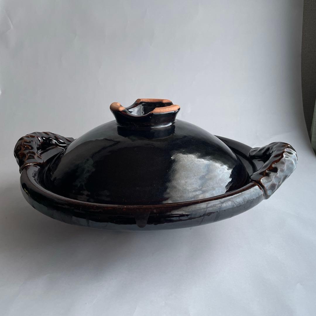 土楽窯　黒鍋　一尺一寸