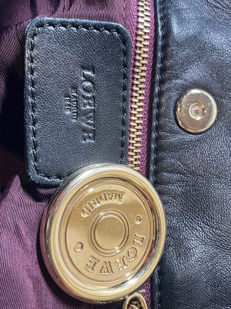 【美品】LOEWE ナッパレザー アナグラム　ハンドバッグ ブラック 黒