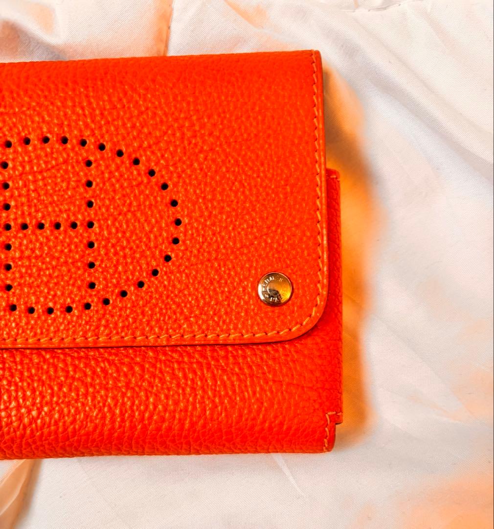 エルメス トランプケースオレンジ ユニセックストリヨンレザーカードケース
