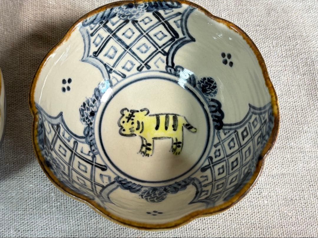 吉村尚子 虎の絵柄和風 小鉢 小皿