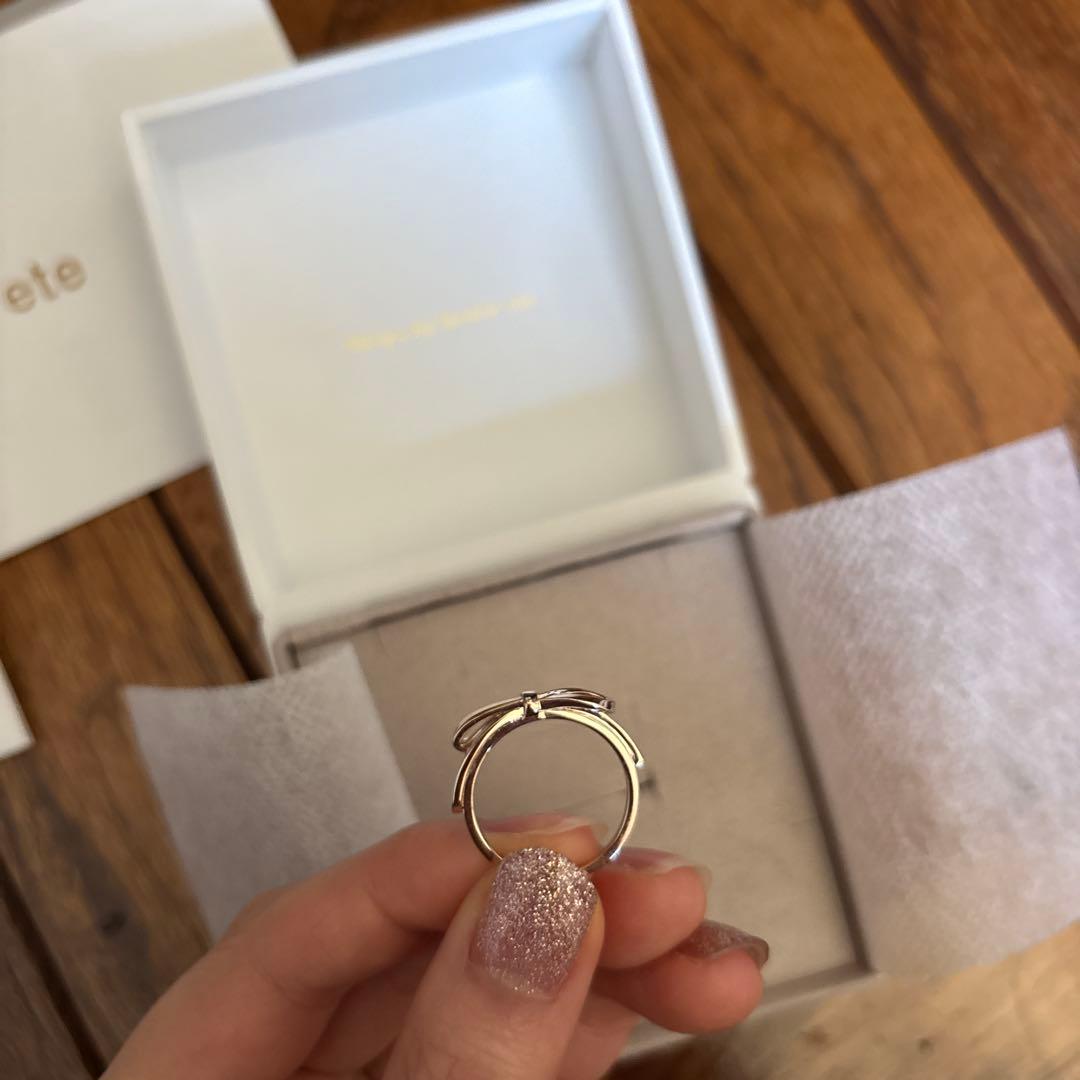 ete［ファントゥージュエリー］リボンリングピンクゴールド13号　【美品】