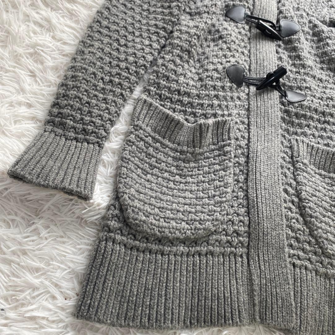 美品　バーバリー　ダッフル　ニットコート　カーディガン　カシミヤ混　フード取外可