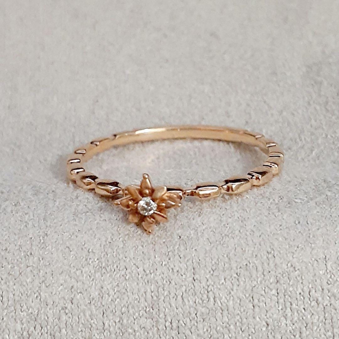 ノジェス K10YG フラワー ダイヤモンド リング