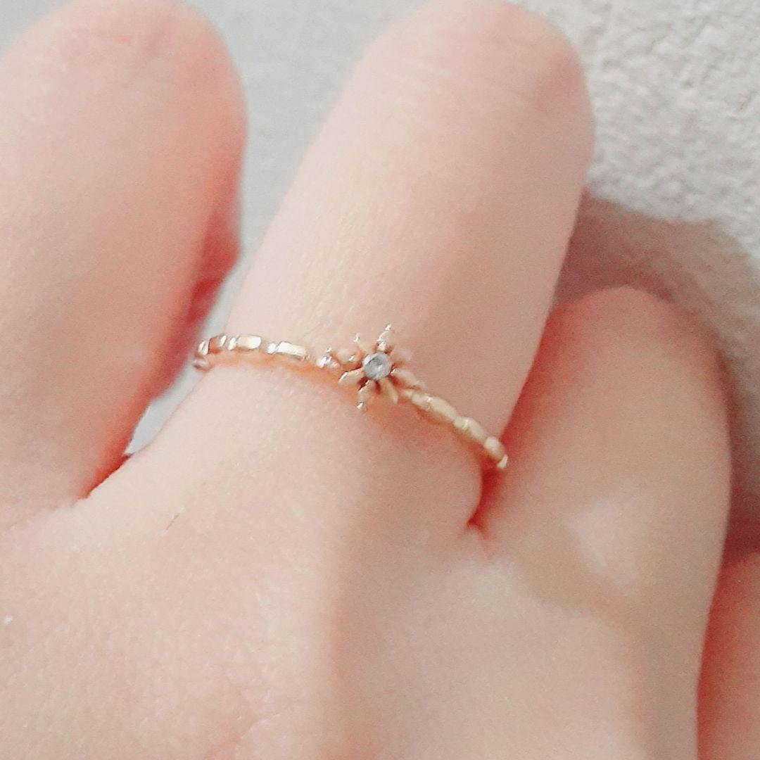 ノジェス K10YG フラワー ダイヤモンド リング