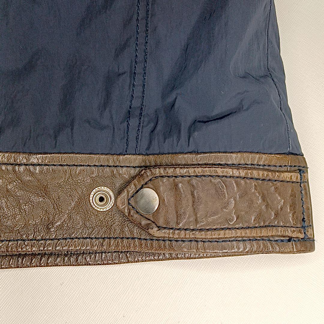 美品★DIESEL ディーゼル　ラムレザー × ナイロン　ライダースジャケット