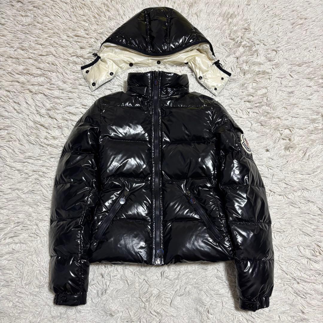 モンクレール ダウンジャケット BADIAシャイニー デカワッペン ブラック S