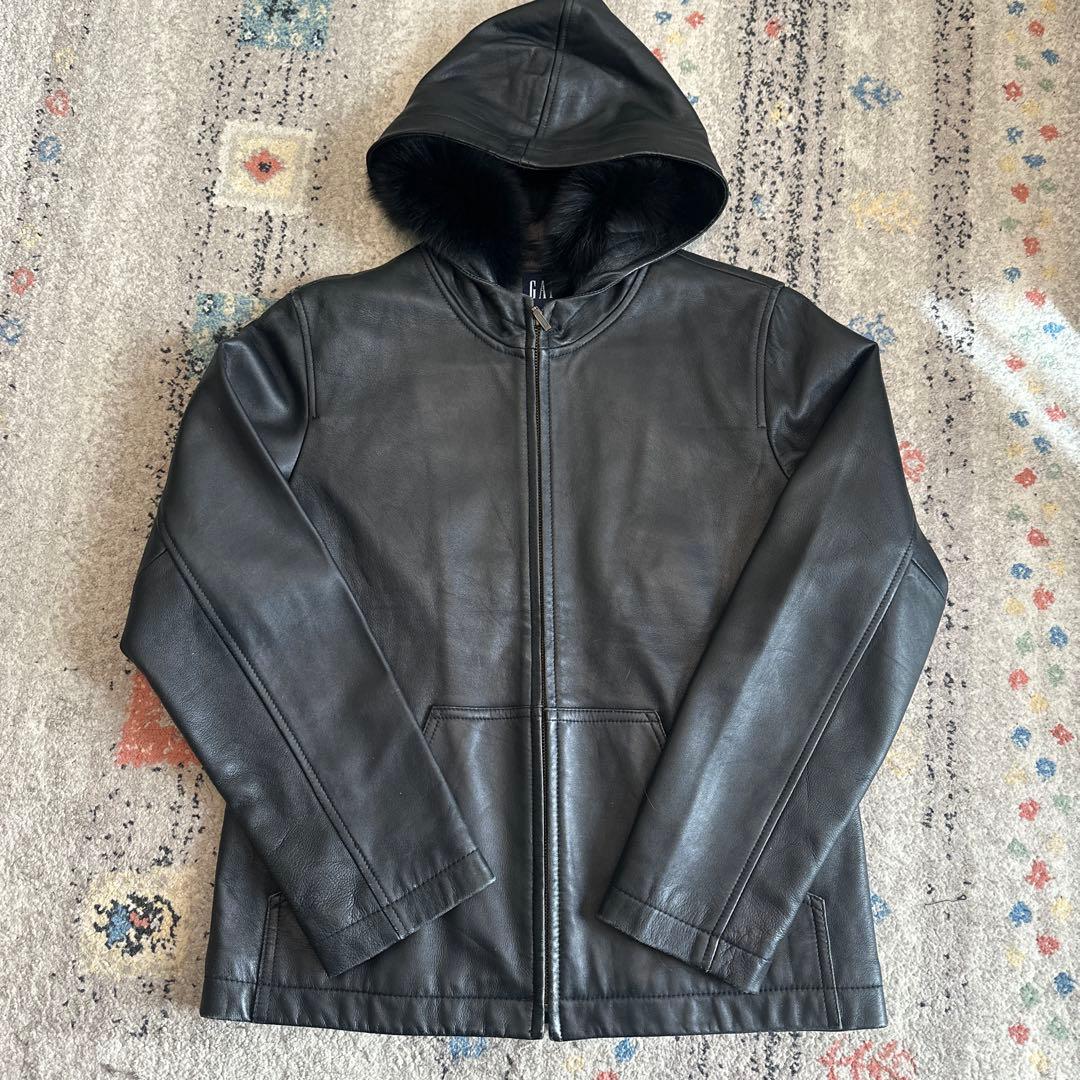 old gap レザー フーディ パーカー ラムレザー y2k FUJIくん着用