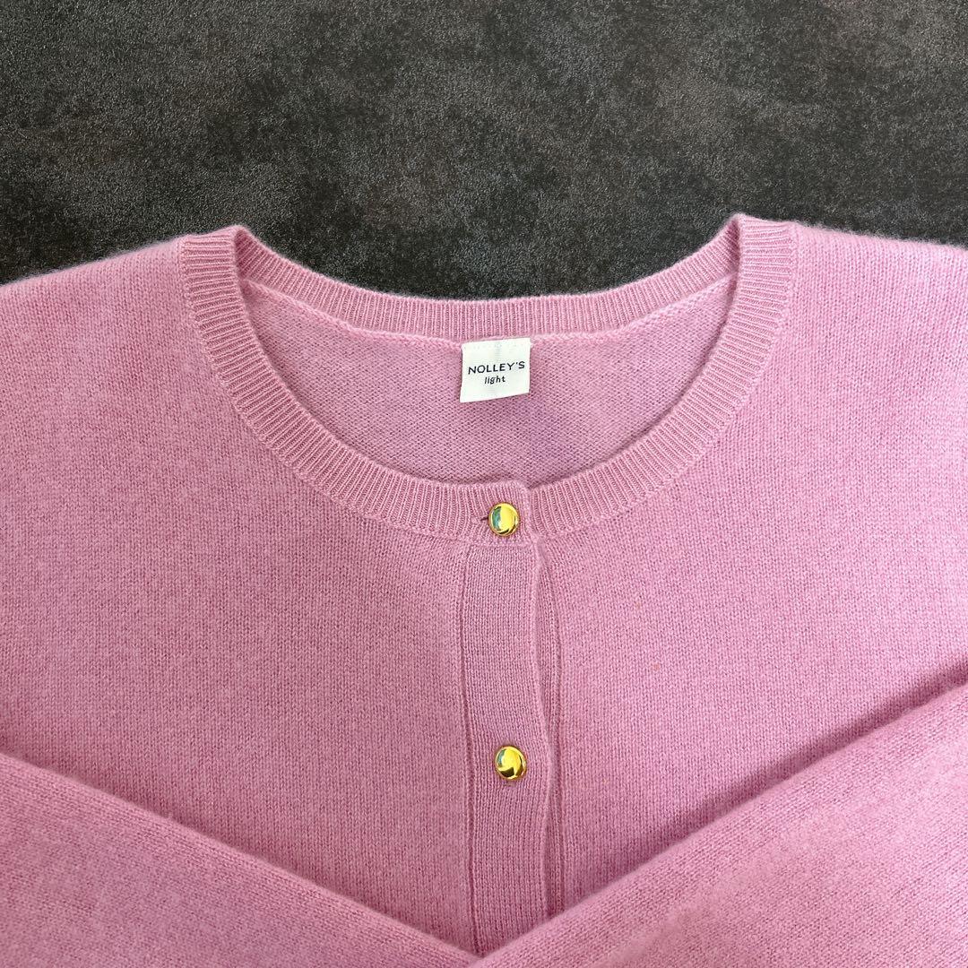 カシミヤ100% ピンク グレー 長袖カーディガン