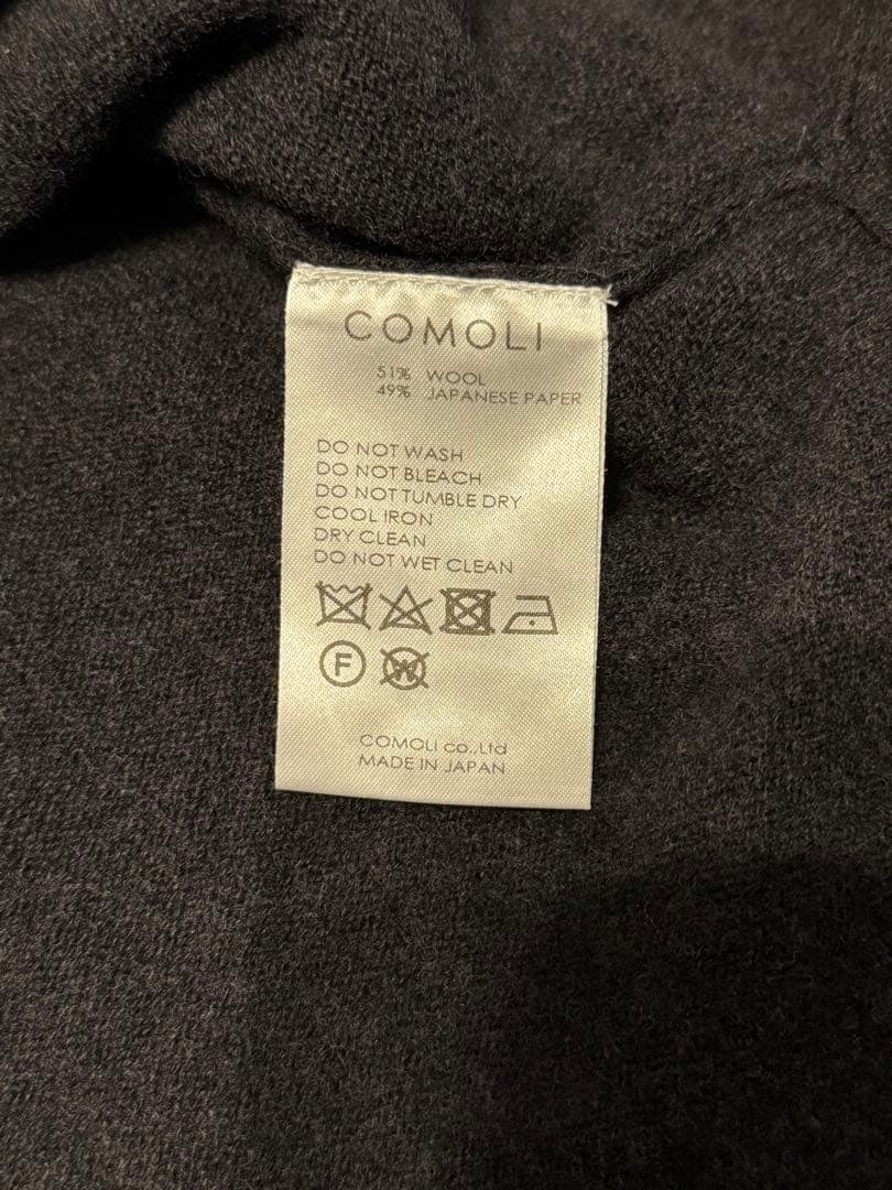 COMOLI ウール 和紙 コモリ ニット FREE CHARCOAL