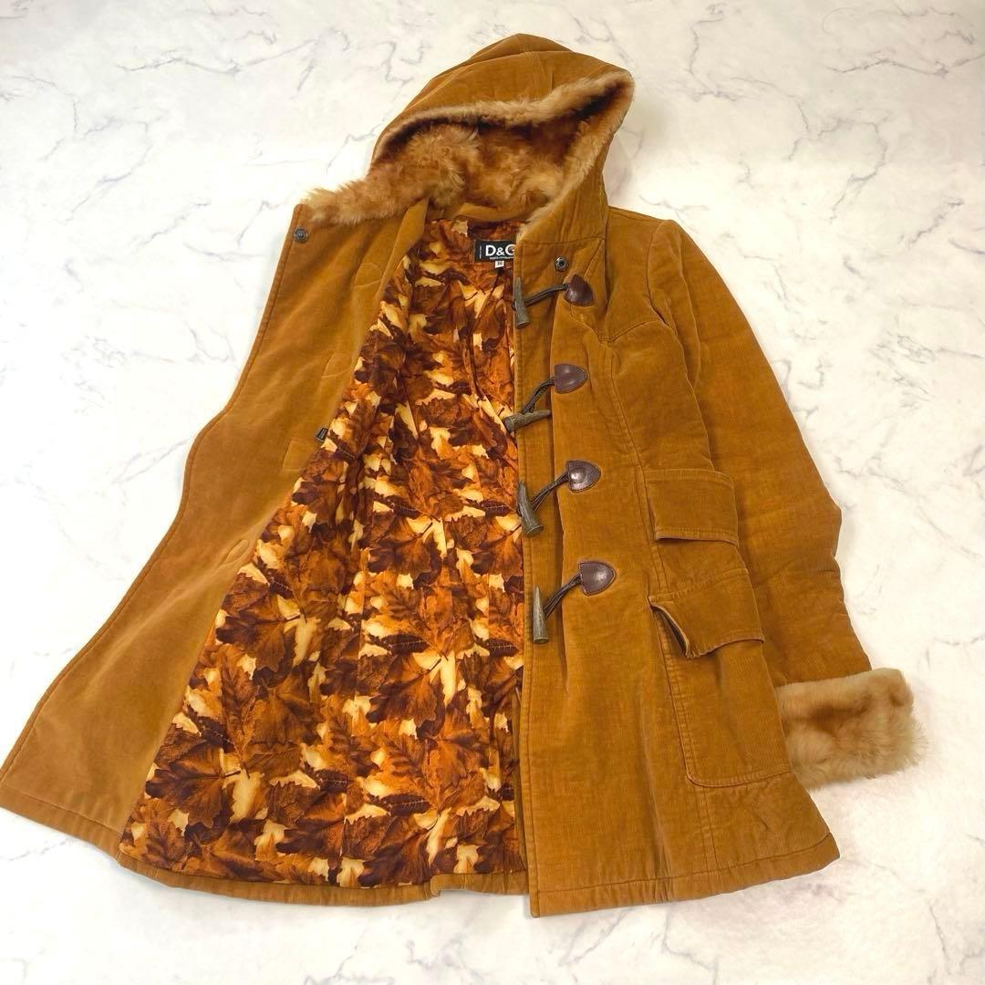 D&G ドルチェアンドガッバーナ　コーデュロイダッフルコート　ファー　40 茶色